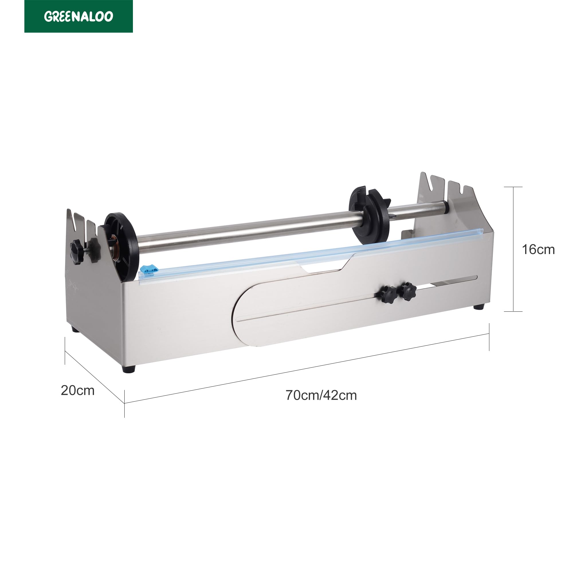 Dispensador de envoltura industrial ajustable con 3 ranuras de película, cortador de acero inoxidable para rollos de película elástica de 16 a 26 pulgadas, equipo de embalaje resistente para