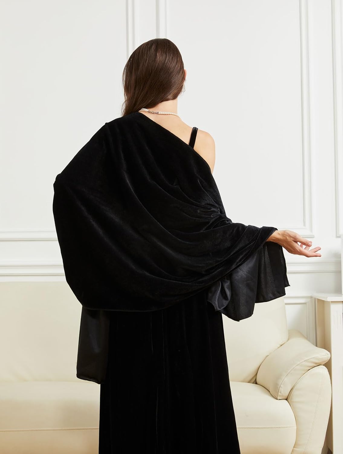 Women's Velvet Shawl and Wrap for Wedding Bridal Bridesmaid Outwear Evening Party Prom Dress Accessories Scarf - Image 2