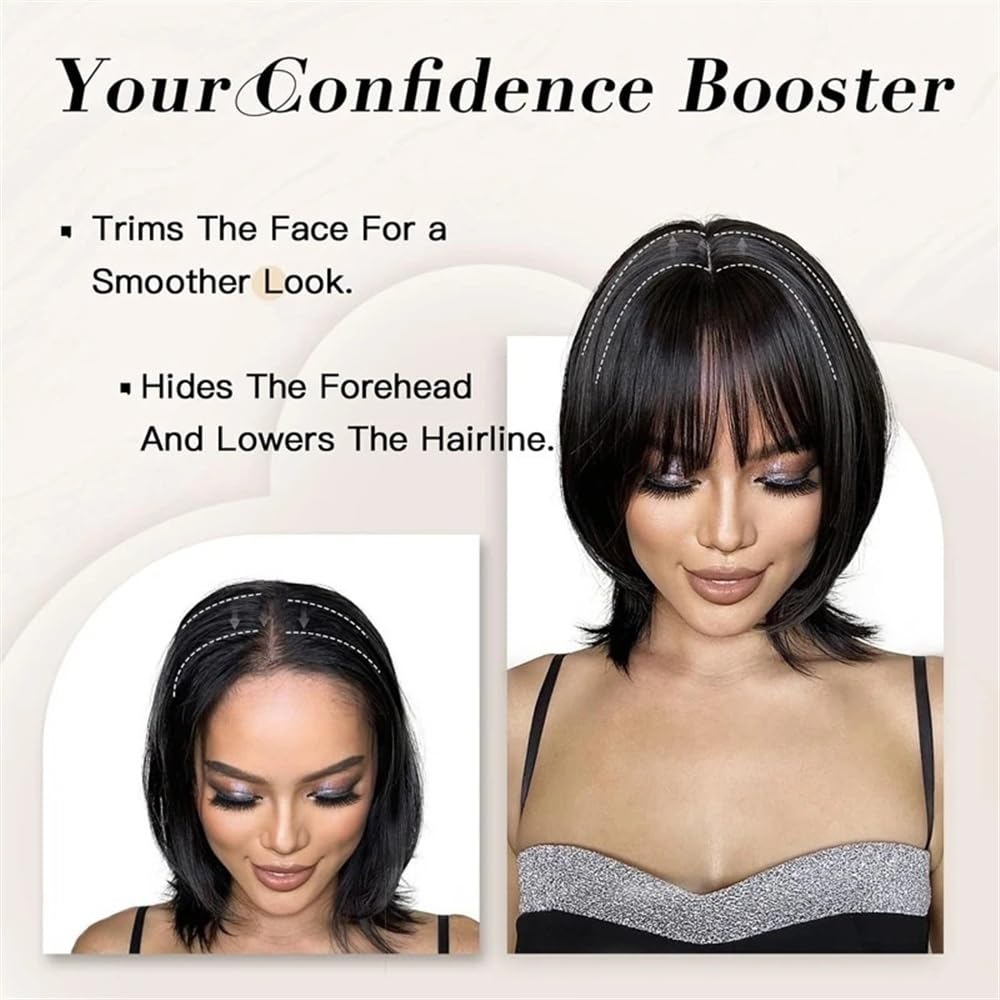 Topper for capelli umani da donna 7×10 cm legati a mano traspiranti con base in seta, clip invisibile da 10" nei posticci(Dark brown)