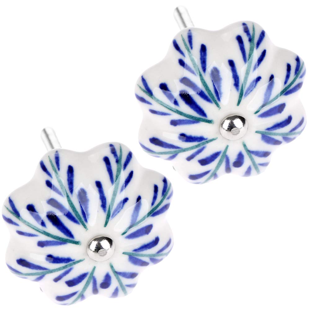 FBSHOP(TM) drawer knob 2PCS Round Ceramic Door Knob Handle Pull Knobs Door Handle for Drawer,Cabinet,Closet, Dresser, Bathroom,Cupboard, Etc with Screws