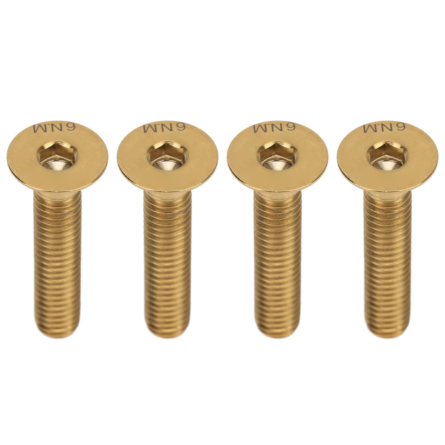 Bike Stem Bolt Screw, M6x30mm Titanium Alloy Flat Head Headset Cap Bolt Bike Headset Stem Top Cap Fixing Bolt (4pcs Golden) โ image 1