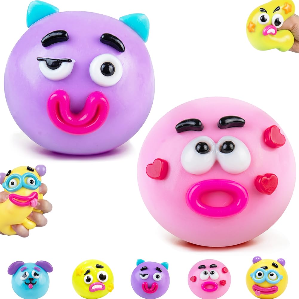 Smushers Fidget Toy,Interchangeable Faces Squishy Toys,TPR Stress Balls,Anxiety Relief Fidgets,Squishy Fidget Toys,Stress Toys,Party Bag Fillers for Kids, Fidget Toys (PP+P)