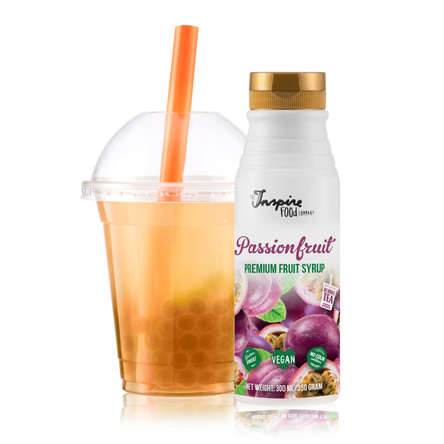 Sirope de Frutas para Bubble Tea Fruta de la pasión 300ml Sin colorantes artificiales Vegano Sin Gluten