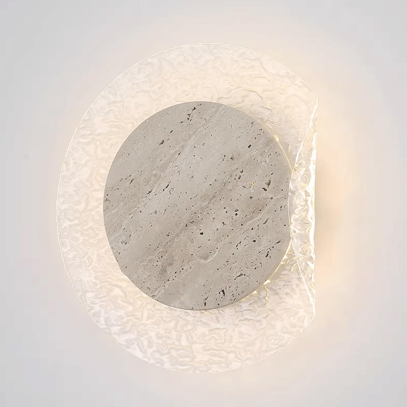 Kinkiety ścienne Cave Stone, oświetlenie ścienne z akrylowym kloszem, lampa ścienna do wnętrz, do sypialni i salonu, z ciepłą bielą 3000 K