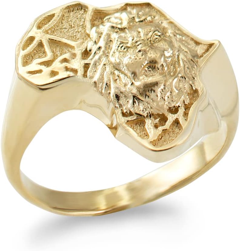 LA BLINGZ 10K Yellow Gold Africa Lion Ring