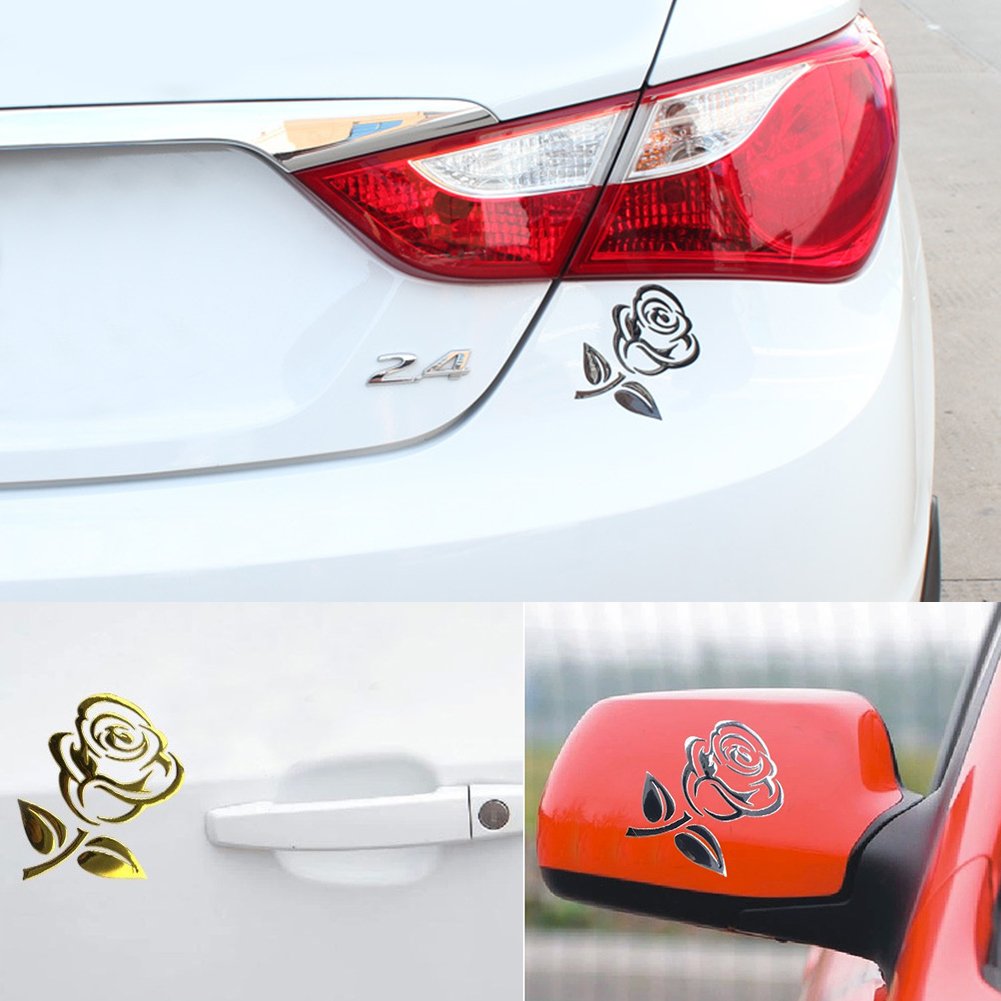 Set 3 Adesivi Rosa Per Specchietti Retrovisori Auto + Copertura – Decorazione Auto Donna - 4