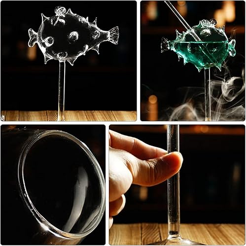 Miniatura 6 de Angoily Creative Fish - Juego de 2 vasos de cóctel transparentes con forma de pez de 9.5 fl oz, copas de vino para fiestas, vasos de hongos