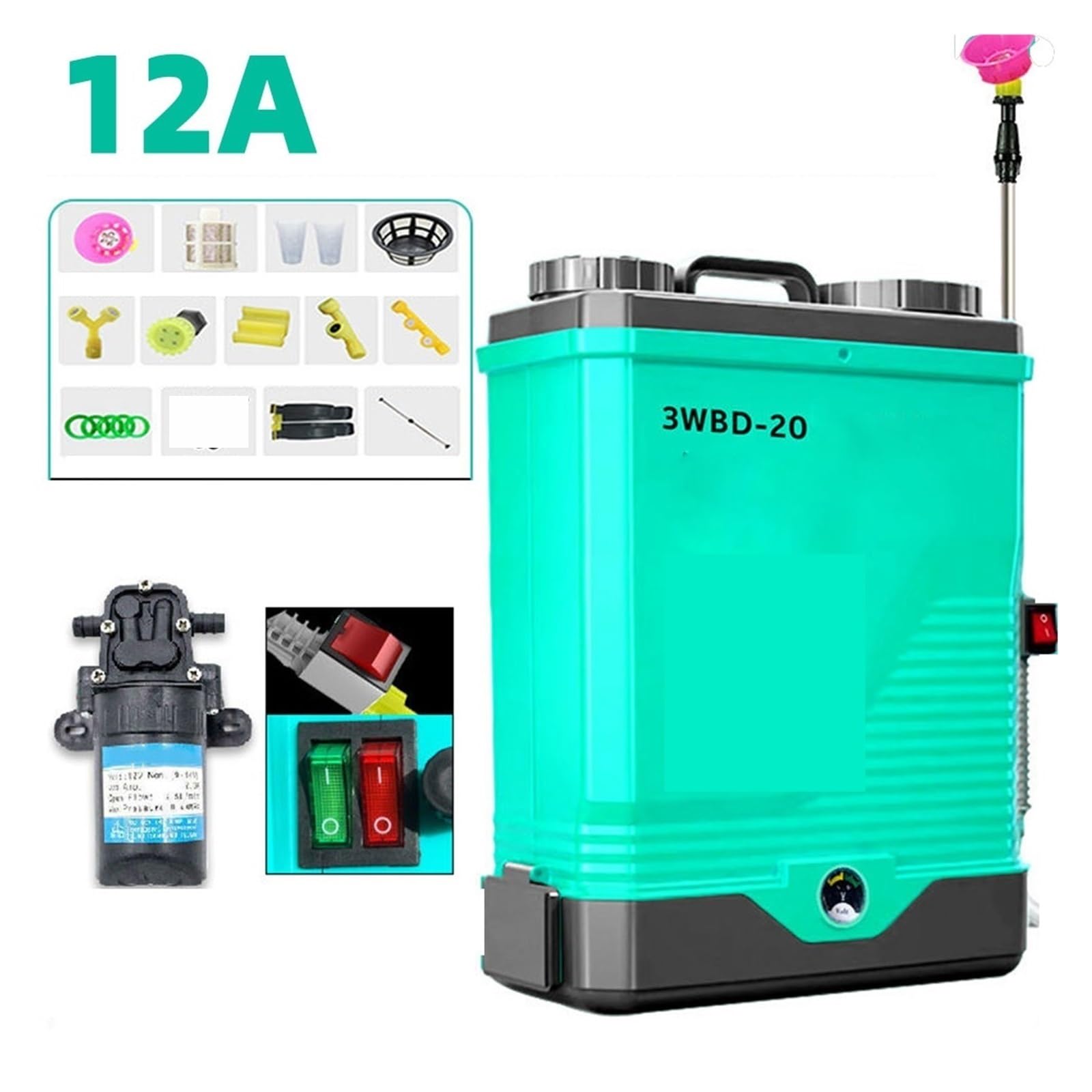 Pulverizador eléctrico de mochila, nebulizador de pulverización de alta presión con batería de litio, herramientas de jardín for agricultura agrícola con agitación ,Multifunción(12A With stirring)