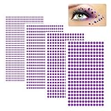 QUARKZMAN 1792 Stück Selbstklebende Gesichts Edelsteine, 3/4/5/6mm Strass Aufkleber für Gesicht, Augen, Körper, Nägel, Make up, DIY Handwerk, Lila