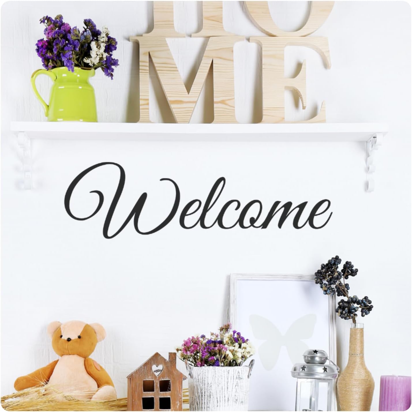 My Vinyl Story - Welcome - Inspirational Family Home Wall Decal Sticker Quote Vinyl Art Decor for Front Door Office Classroom Living Room - Easy to Apply, Removable (Black, 48x14 inches)