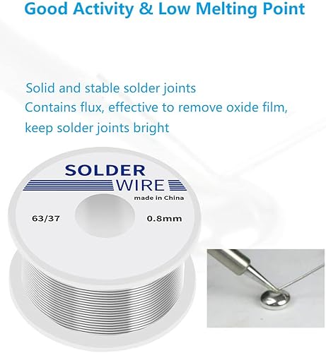 Miniatura 5 de Cotchear 100g Solder Wire 63-37 High Purity Low Fusion Tin Lead Rosin Core Solder Wire for Electrical Soldering Content 2 Solder flux 06mm 100g