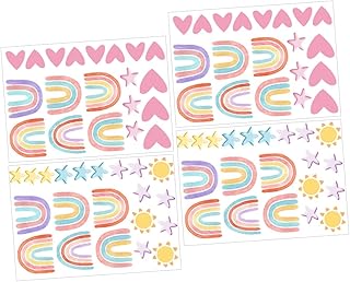 CRAFTHROU 1 conjunto de adesivos de estrela arco-íris decalques de parede de quarto decalques de parede removíveis para crianças adesivos de estrela para decoração de banheiro fofo decoração de parede de quarto de meninas decoração de janela de Páscoa tratamentos amor