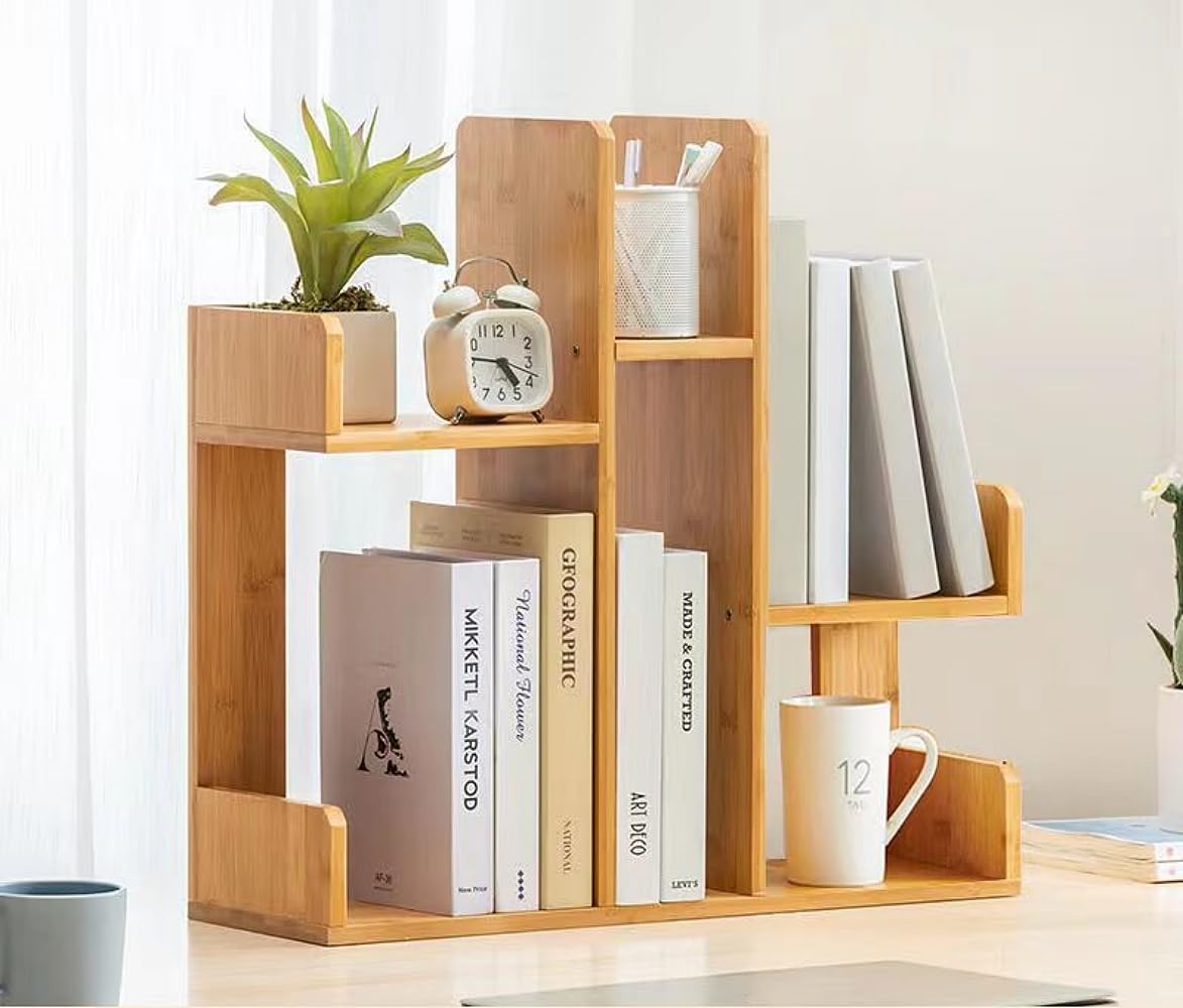 ツリー型デスク上置収納ラック 木製 ブックスタンド 本棚 Amazon.co.jp: ブックスタンド デスク上置棚 卓上収納 ツリー型 非対称