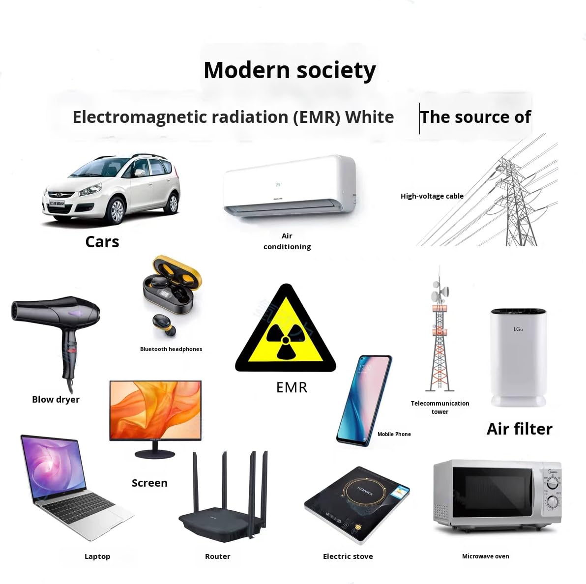 RD9300 - Misuratore EMF, doppia modalità, bassa e alta frequenza, rilevatore di radiazioni, tester di campo elettromagnetico portatile con monitoraggio in tempo reale e allarme, per casa, ufficio