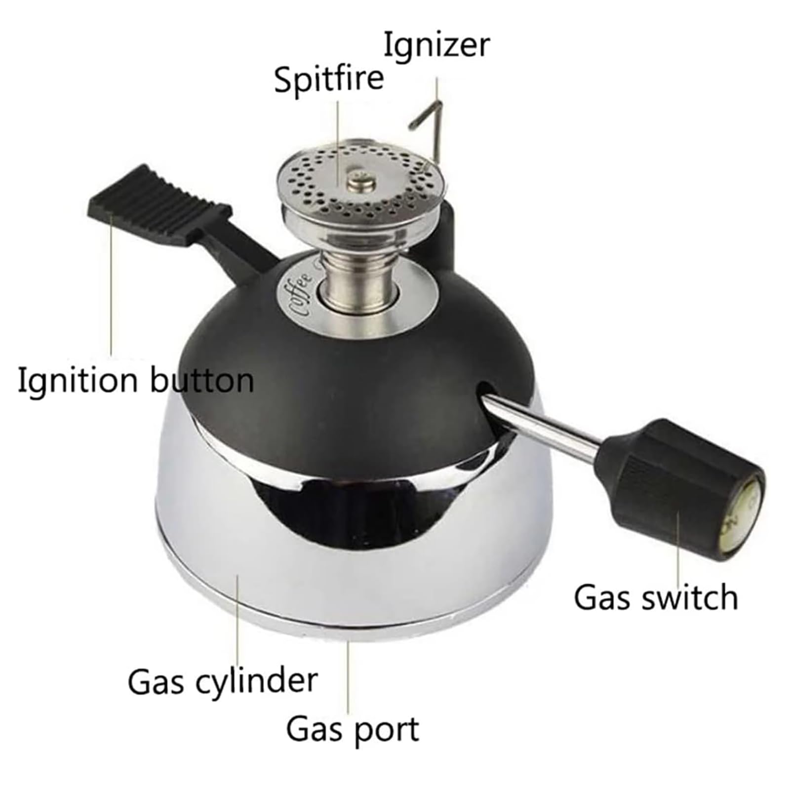 Quemador Bunsen De Laboratorio, Pequeña Estufa De Gas Para Café, Mini Quemador De Butano, Capacidad De Almacenamiento De Aire De 35 G Y Temperatura Máxima De Calentamiento De 1200 ℃, Duradero