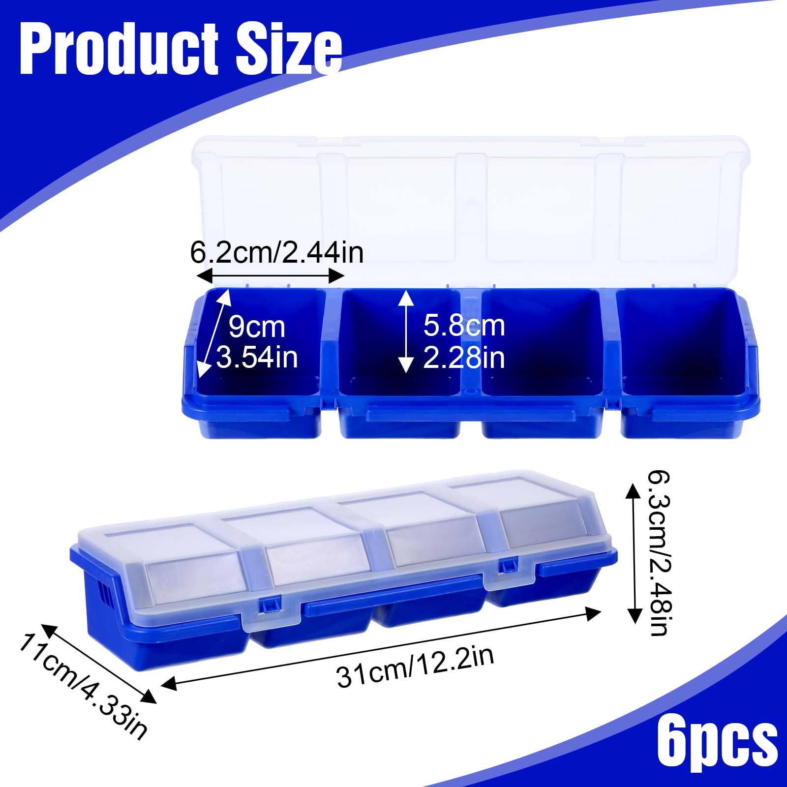 Yuanchu 6 scatole organizer a vite con coperchi, in plastica, impilabili, contenitori divisori, contenitori per garage, chiodi, attrezzi, carrelli, armadietti, cassetti
