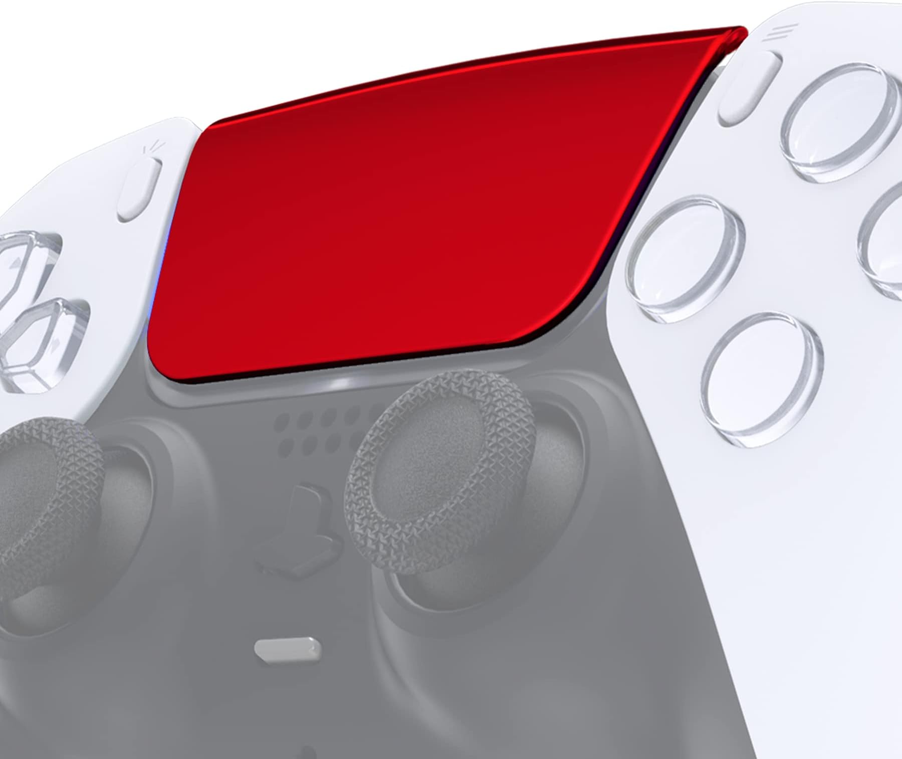 eXtremeRate Replacement Touchpad Cover Compatible with ps5 Controller BDM-010 020 030 040 050 060 Models, Custom Glossy Chrome Red Touch Pad Repair Part Compatible with ps5