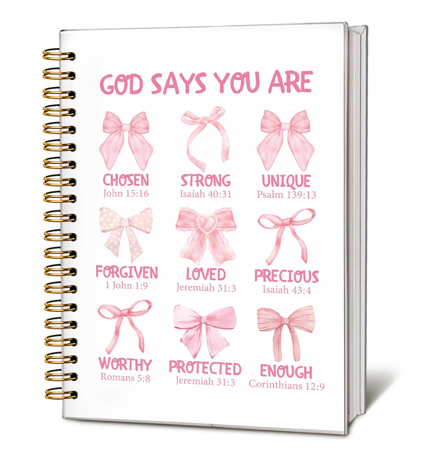 LIANGW Bible Journal for Women, Christian Prayer Journal Pink Notebook Gifts for Teen Girls Kids, Bible Study Supplies, Coquette Preppy Bows Cute