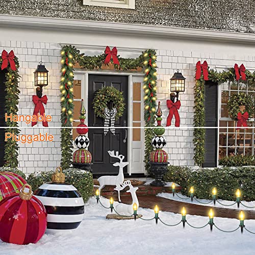 38Ft C9 Christmas Lights Outdoor Christmas Pathway Lights, Vintage Warm Yellow Big Christmas Lights For Christmas Walkway Lights Driveway Lights With 25 Ceramic Bulbs, Christmas Yard Lights(25 Stakes) #TOP3