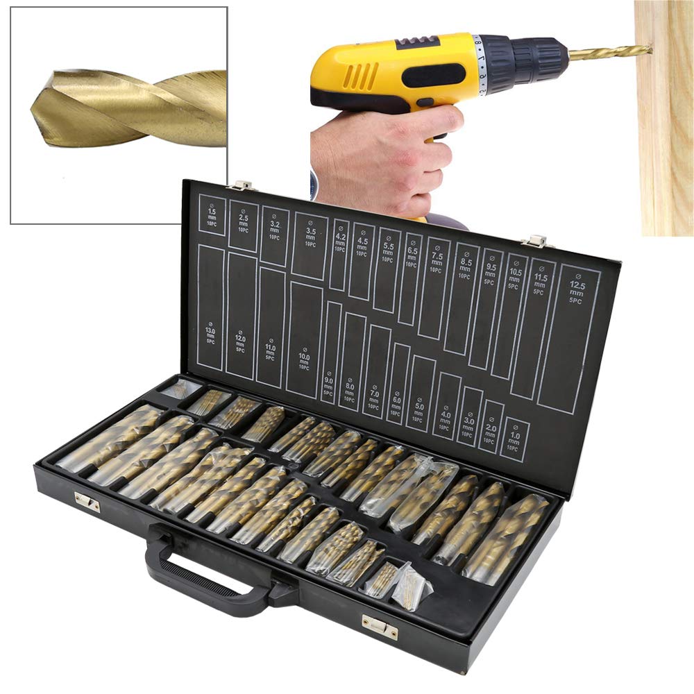 Daromigo 230-częściowy zestaw wierteł do metalu Fast Drill zestaw wierteł HSS mieszane, zestaw wierteł Bosch Professional Ø 1-13 mm, zestaw wierteł spiralnych do metalu, drewna, tworzywa sztucznego, cegły i betonu