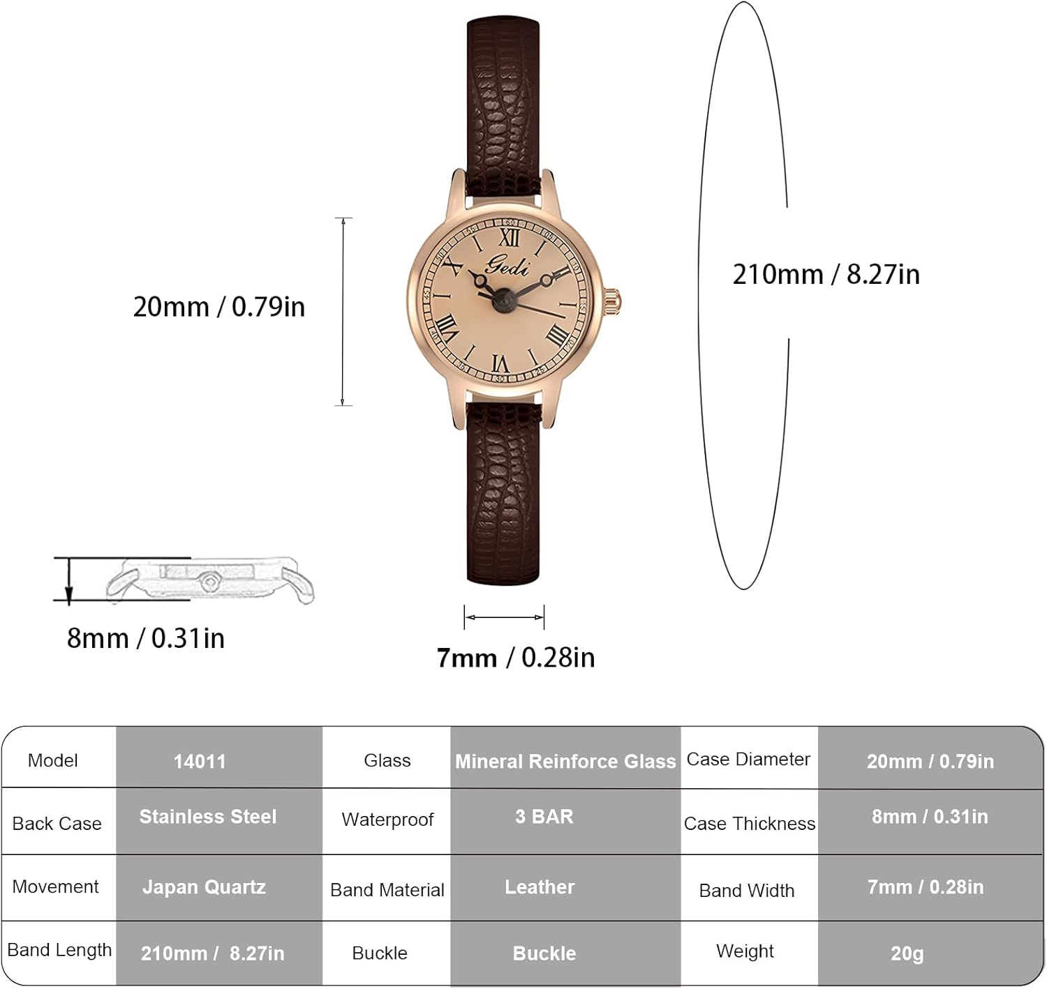 Vintage Watches for Women Fashion Classic Waterproof Wistwatch Dainty Quartz Ladies Bracelet Watch with Leather Strap - Image 5