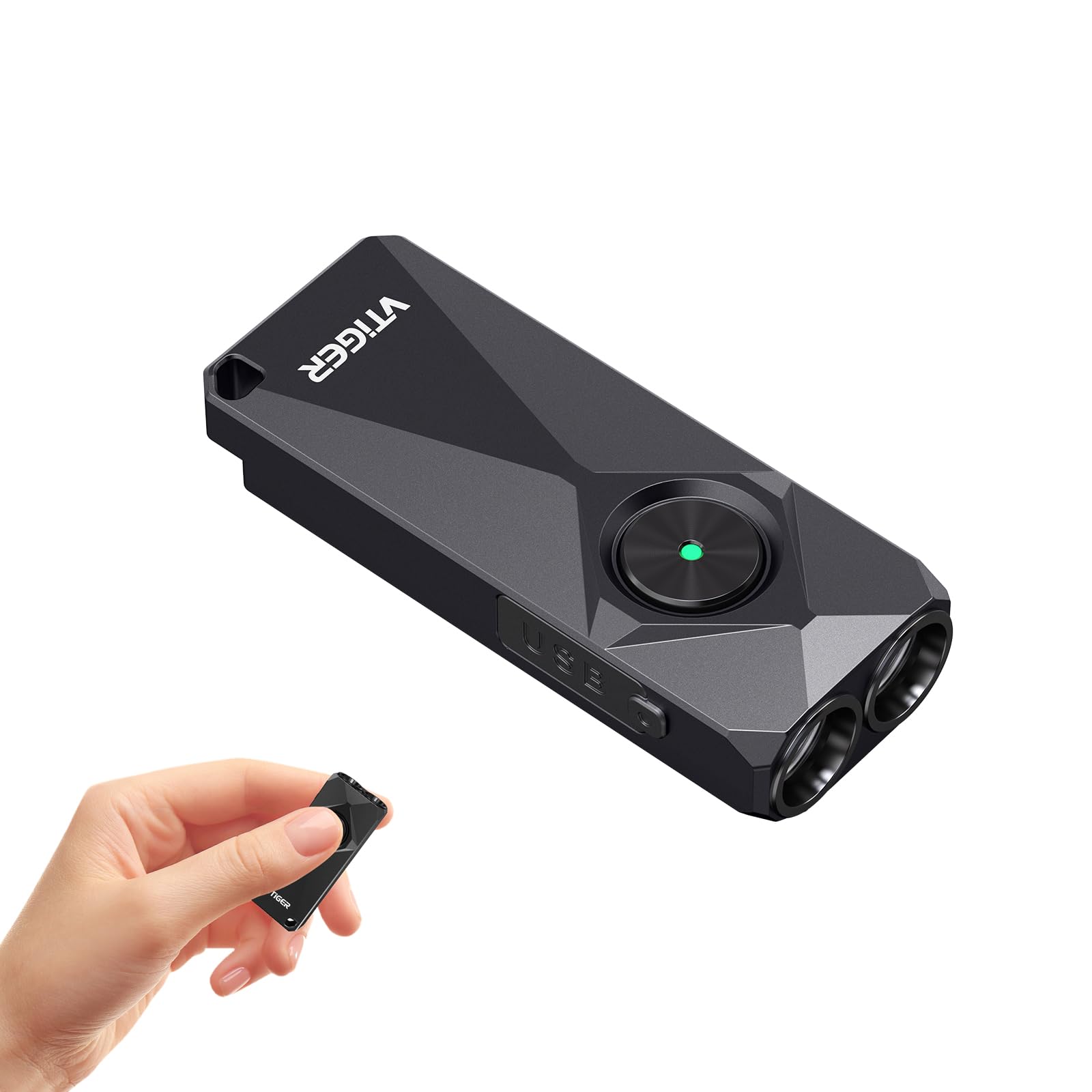 VTIGER K1 Porte-clés lumineux 800 lumens haute luminosité, petite lampe de poche rechargeable EDC, petite lampe de poche LED compacte avec magnétique, mini lampes de poche à clipser pour le camping