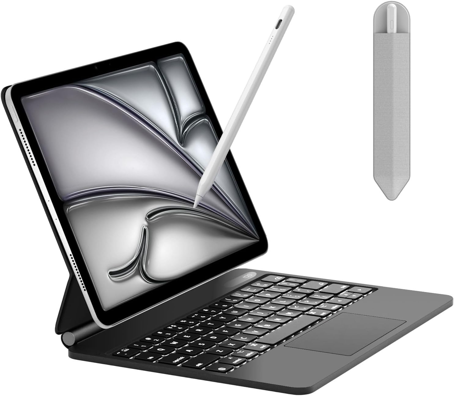 Case with Keyboard for iPad Air 11 (M3/M2, 2025/2024), iPad Pro 11 (4th/3rd/2nd/1st Gen) & iPad Air 5/4, Magic-Style Magnetic Keyboard Case with Stylus Pen, Pencil Holder, Trackpad, Backlight, Black