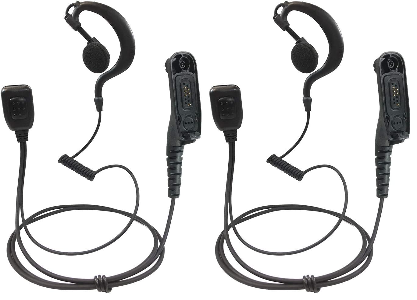 PROMAXPOWER G-Shape Earbud Earpiece with PTT Mic for Motorola Radios MOTOTRBO XPR6550, XPR7350, XPR7550e, XPR7580e, APX900, APX4000, APX6000, MTP850S (Pack of 2)