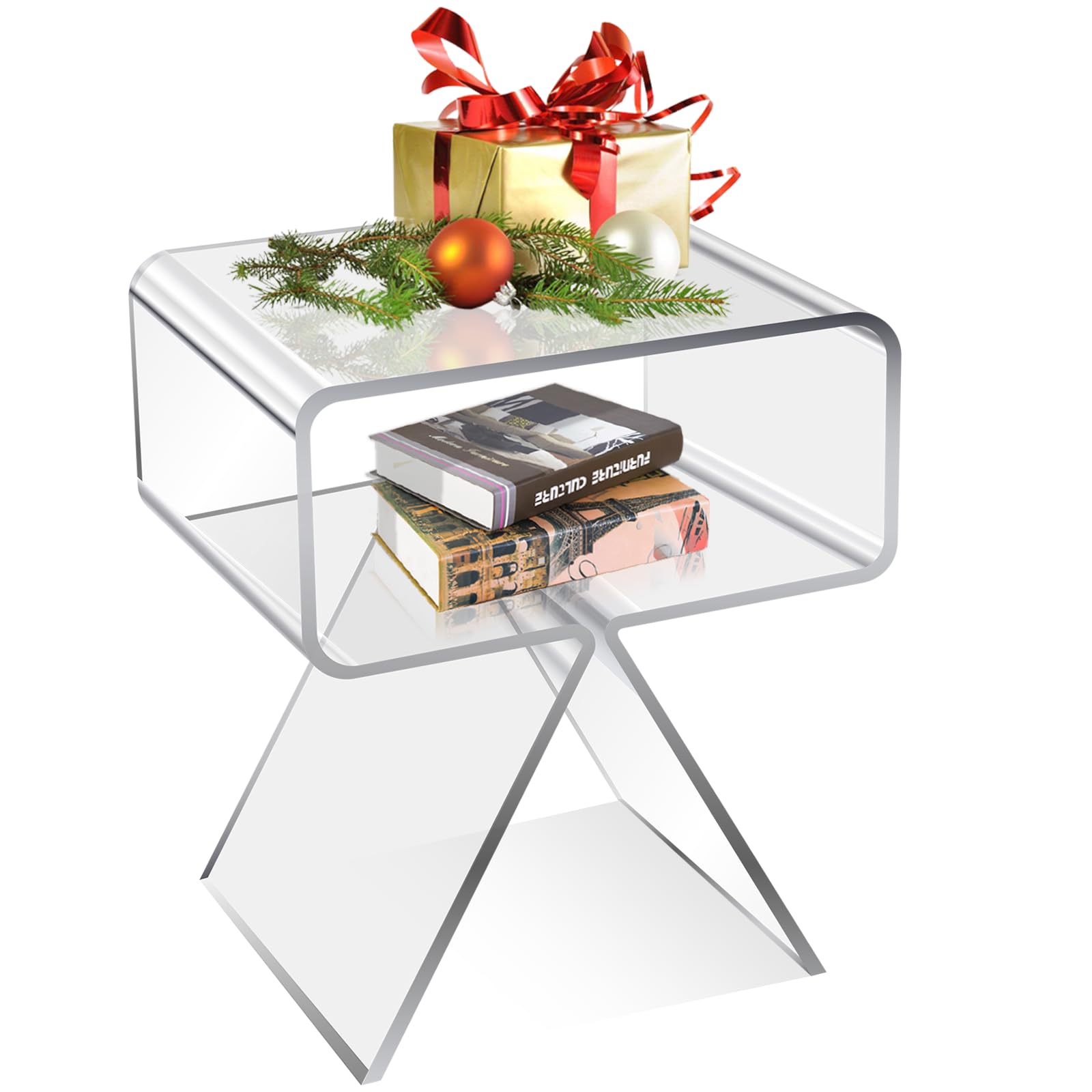 Acrylic Nightstand Side Table Modern Design Clear Home Decor Display End Table for Living Room,Clear