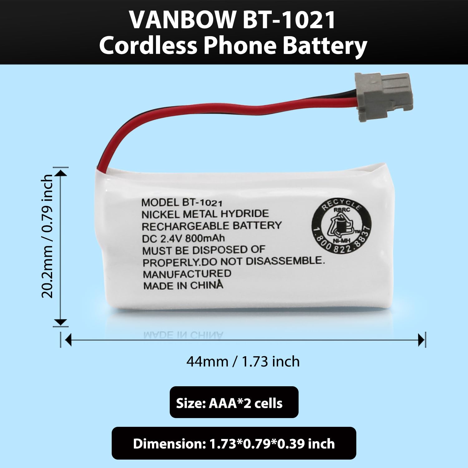 VANBOW BT-1021 BBTG0798001 Cordless Phone Battery Compatible with Uniden BT1021 BT-1025 BT-1008 BT-1016 Empire CPH-515B Cordless Phone (4)