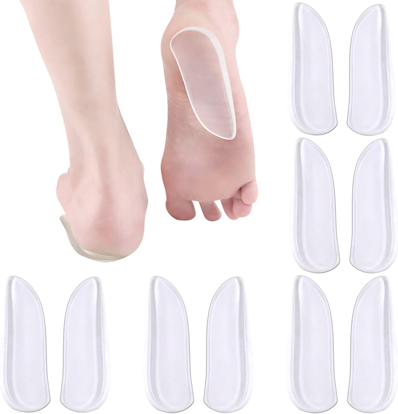 Wonderwin 5 Pairs Medial & Lateral Heel Wedge Silicone Insoles - Corrective Adhesive Shoe Inserts for Foot Alignment, Knock Knee Pain, Bow Legs, Osteoarthritis for Men and Women