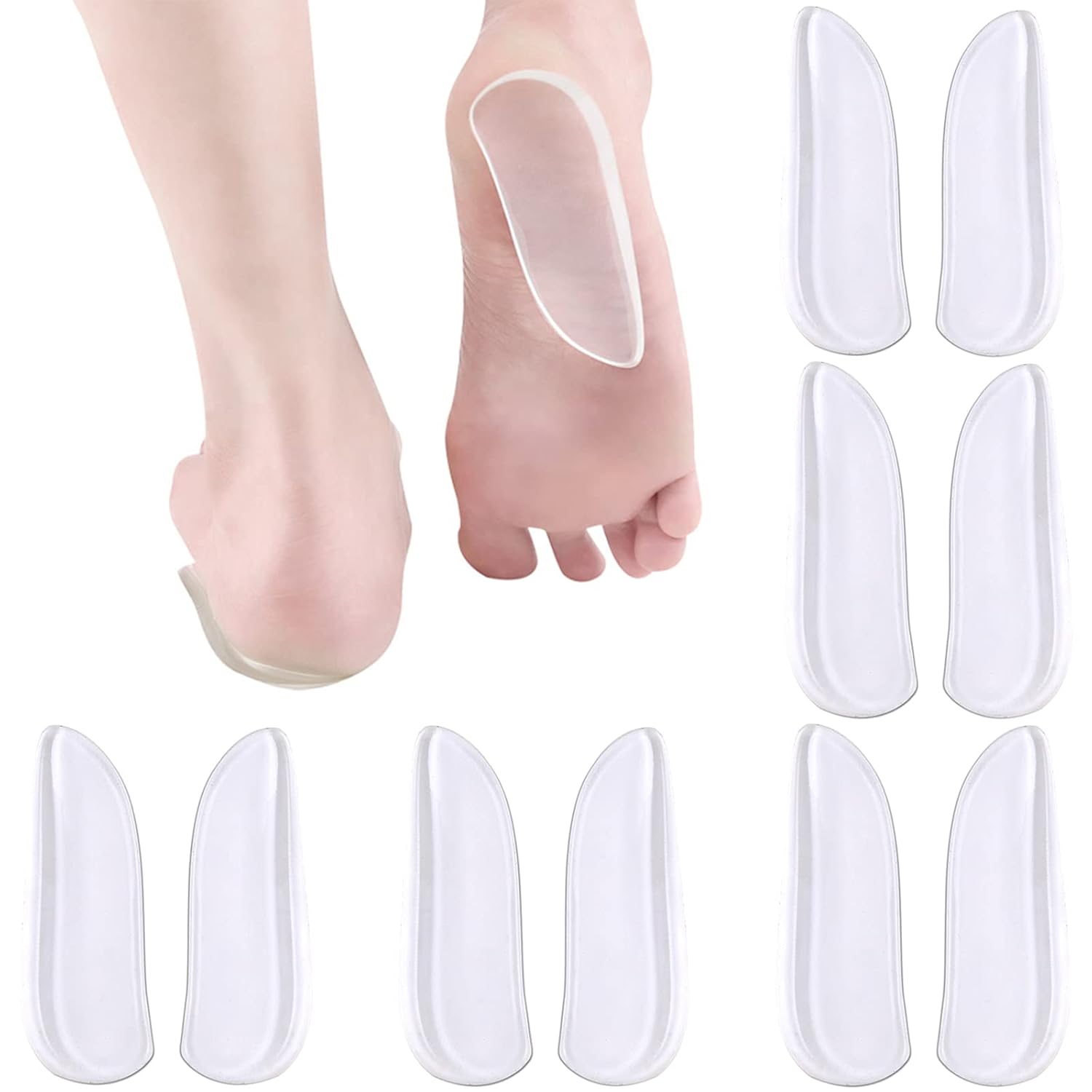 5 Pairs Medial Lateral Heel Wedge Silicone Insoles - Corrective Adhesive Shoe Inserts for Foot Alignment Knock Knee
