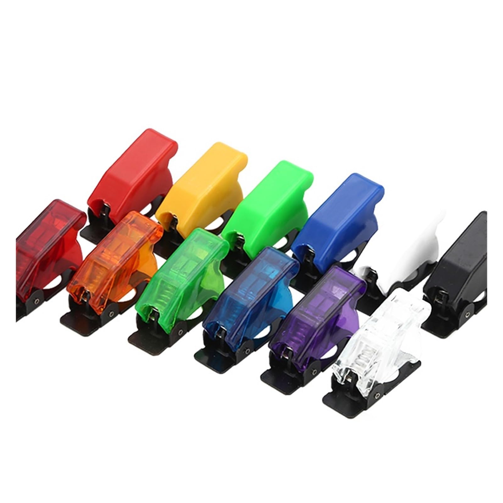 Samochodowa ciężarówka samochodowa 12 V LED przełącznik dźwigienkowy podświetlane światło 3pin ON Off 20 A z osłoną na klapę do samolotu bezpieczeństwa czerwony zielony (przezroczysty fioletowy,