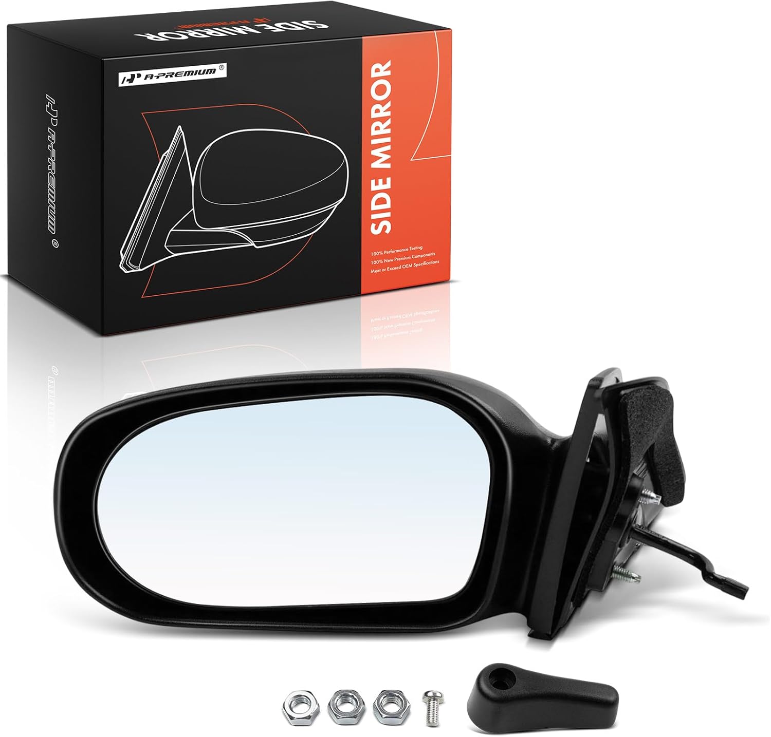 A-Premium Driver Side Manual Door Mirror - Compatible with Toyota Tercel 1995-1996 - Non-Heated, Non-Folding Black Outside Rear View Mirror