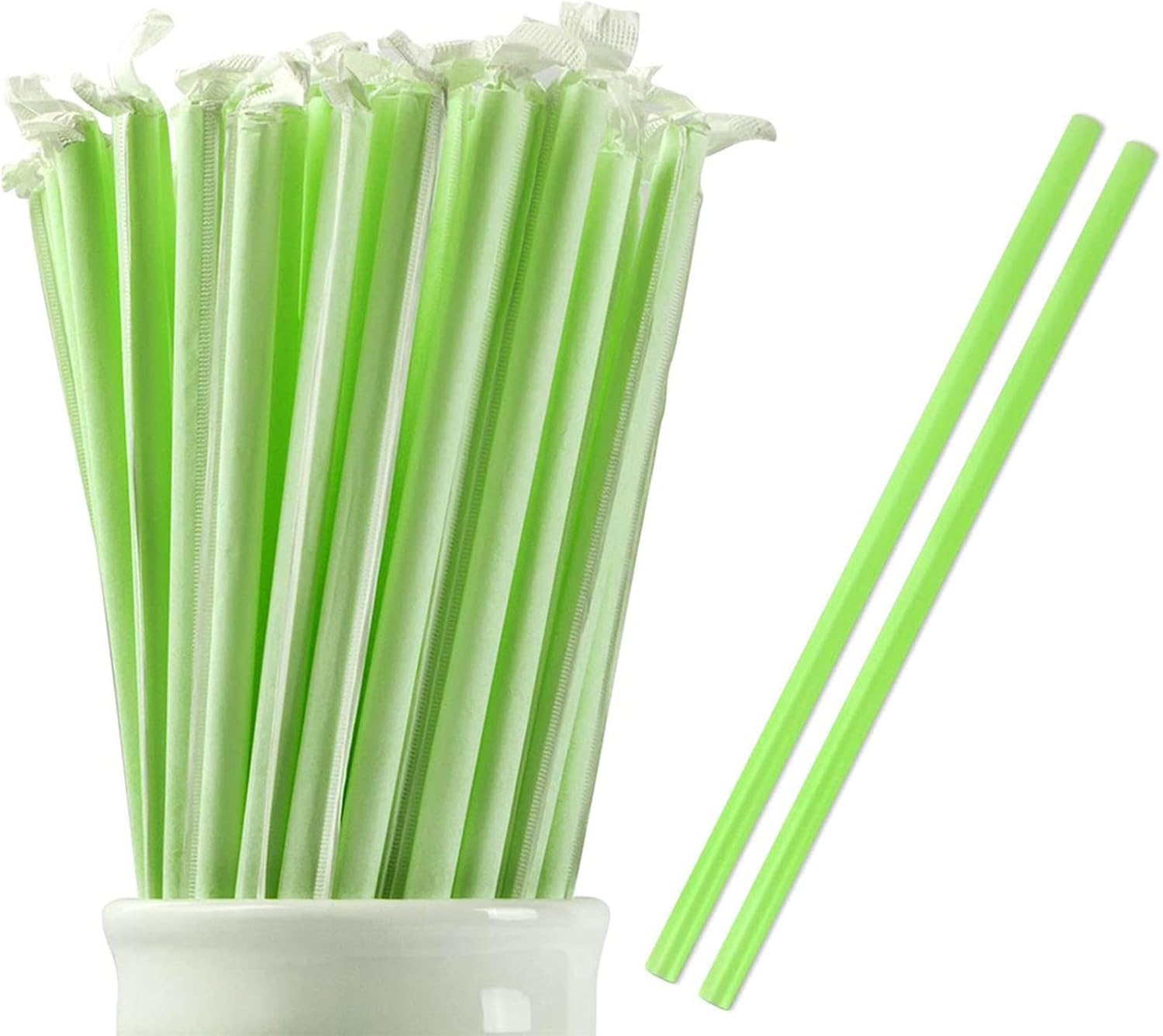Webake 100% Compostable Jumbo Straws, 9 Inch Long Drinking Straw Eco Friendly Plant-based PLA, Plastic Alternative Straws for Drinks Smoothie Shake Slushie, Pack of 100 Individually Wrapped