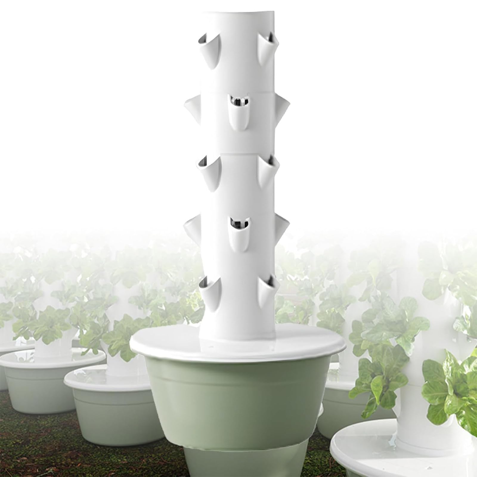 Torre di coltivazione idroponica con luci a LED e serbatoio da 30 litri, sistema idroponico per coltivazione senza suolo di erbe, frutta, verdura