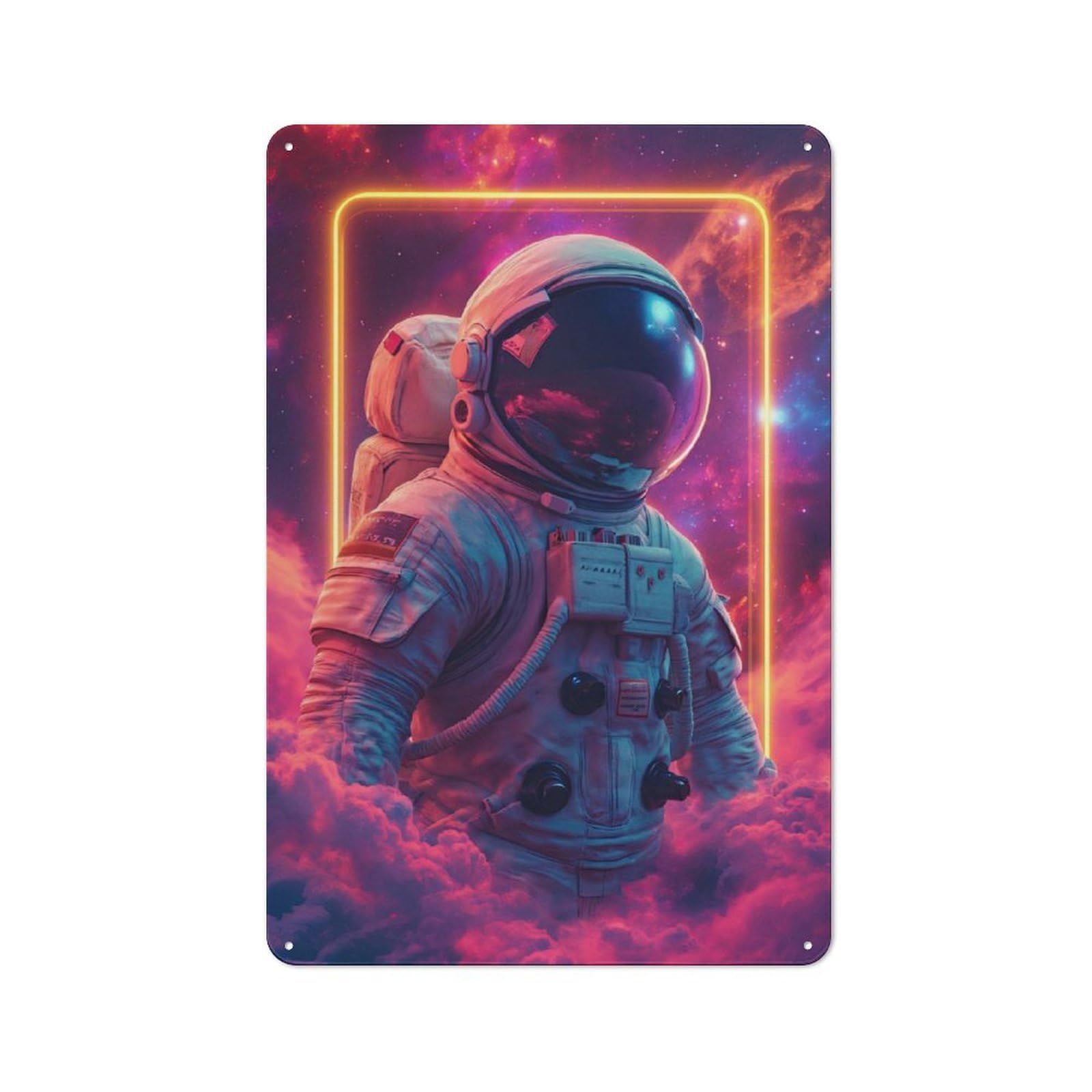 For Lounge Or Reading Corner, Astronaut Neon Space Retro Metal Sign 30x20cm, for Metal Sign Collectors, for Garage And Workshop Walls