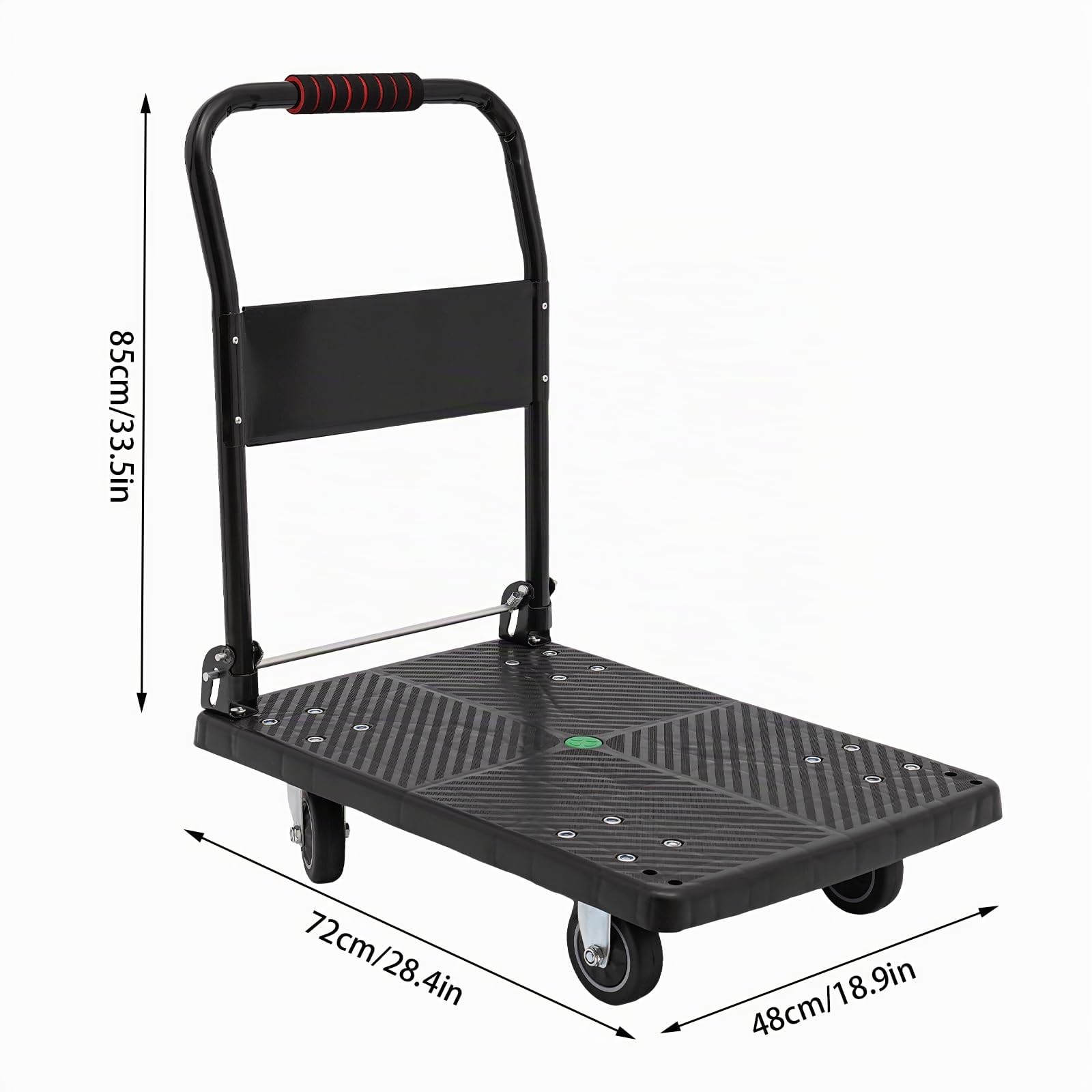 Carrello per il trasporto a piattaforma, pieghevole, con ruote, per il trasporto, con freno di stazionamento, carrello pieghevole, per l'industria, grande superficie di carico, fino a 150 kg
