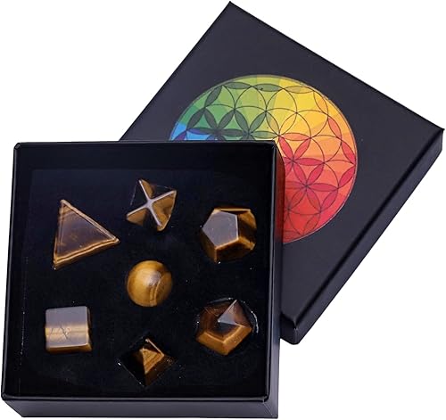 Nupuyai Juego de 7 cristales sólidos platónicos curativos de obsidiana negra natural con geometría de estrella Merkaba Kit de piedra energética para