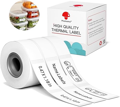 Phomemo Etiquetas D30 - 630 etiquetas térmicas para congelador, 0.47 x 1.18 pulgadas (0.472 in x 1.181 in), calcomanías de almacenamiento de