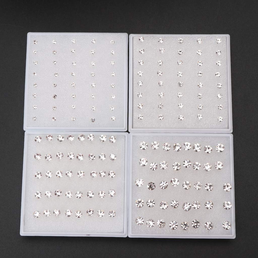 20 Pairs Colorful Faux Rhinestone Plastic Ear Studs Hypoallergenic Earrings Mixed Colors 5mm