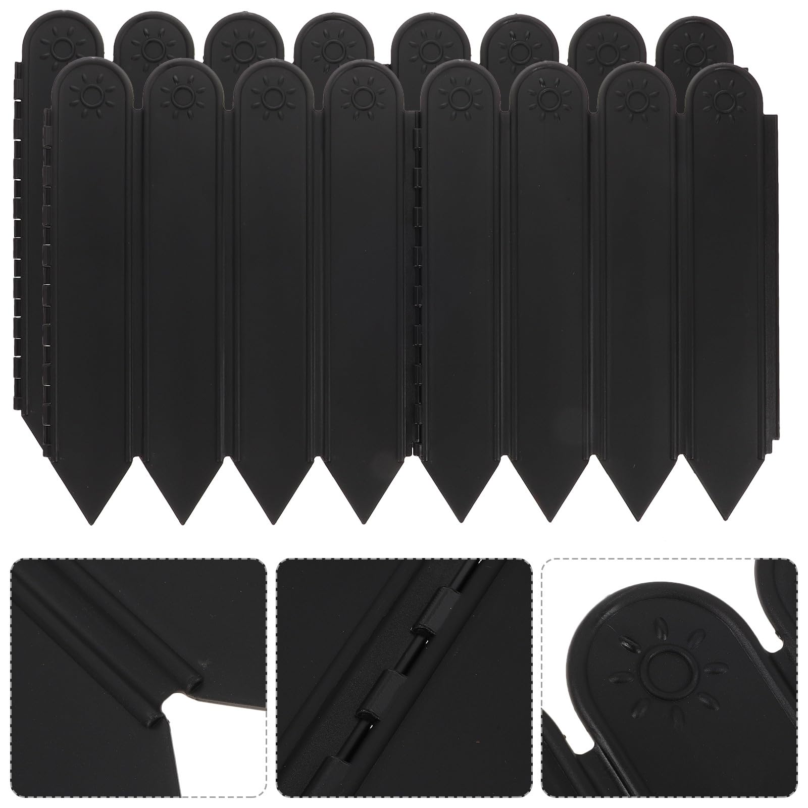 Recinzione in Plastica Alta 27 CM per Giardino e Cortile, Bordura Nera Lunga 2 Metri, Modulare e Facile da Montare per Aiuole e Orti Esterni