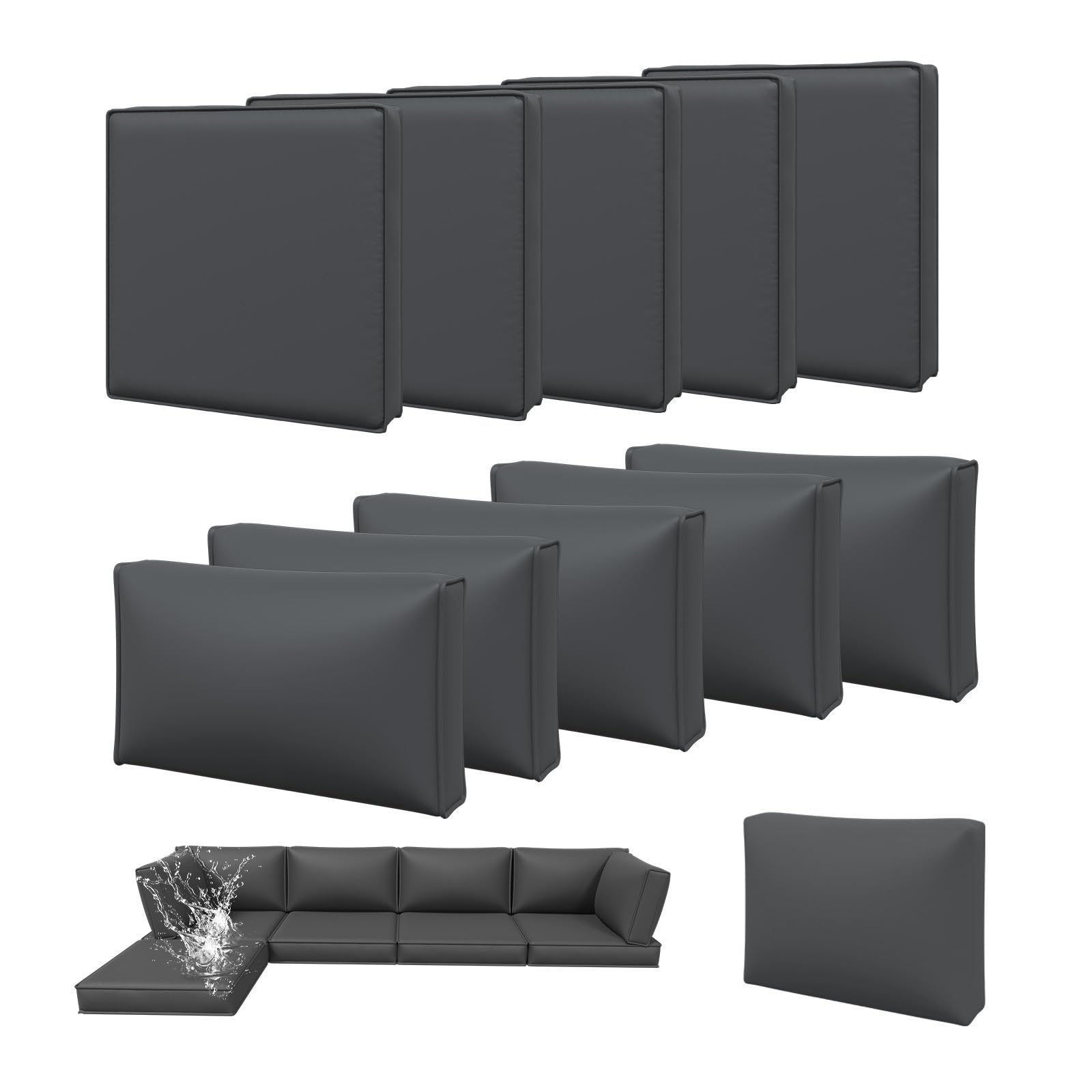 Aoxun 11pcs Patio Cushion Covers Replacement