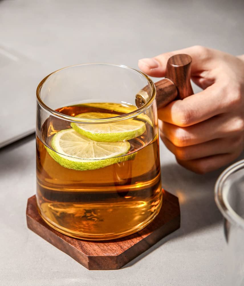 Tazza da tè giapponese con infusore e manico in legno, tazza filtrata per separazione del tè, tazze per infusione con filtro interno, per casa e ufficio A04