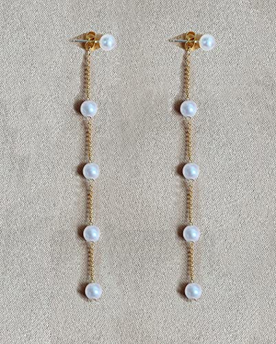 Lokliffai 925 Sterling Silver Threader Earrings Pearl Ball Drop Long Chain Earrings For Women And Girls #TOP5