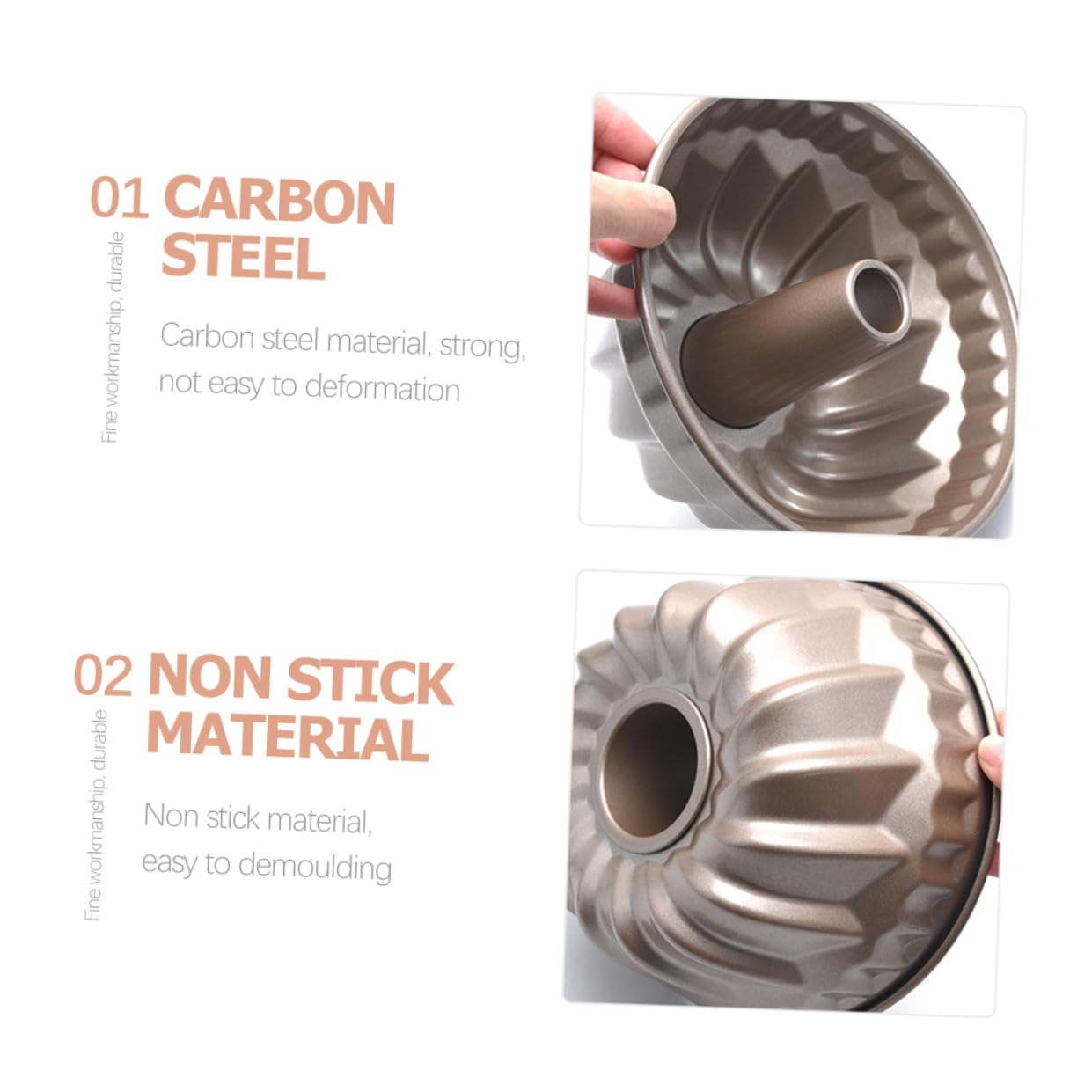VICASKY Stampo Muffin 7 Pollici in Acciaio al Carbonio Oro Antiaderente