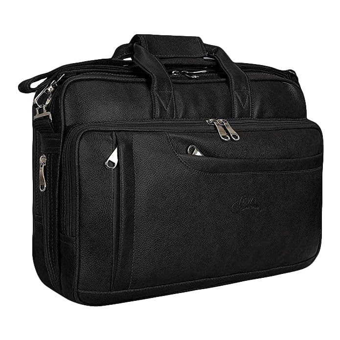 Leather World Vegan Leather 15.6 Inch Laptop Office Briefcase Messenger Bag Satchel for Men and Women, with Adjustable Strap and Expandable - Black (B08MFMHT33) Amazon Price History, Amazon Price Tracker