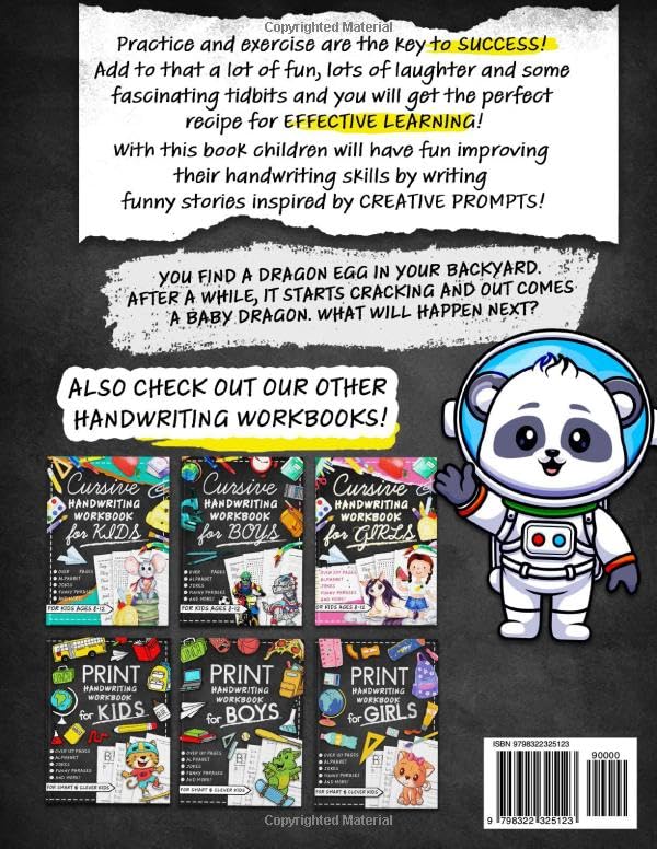 Handwriting Practice Paper for Kids: Blank Lined Writing Pages With Creative Prompts for Print and Cursive Penmanship Improvement for Boys - Image 2