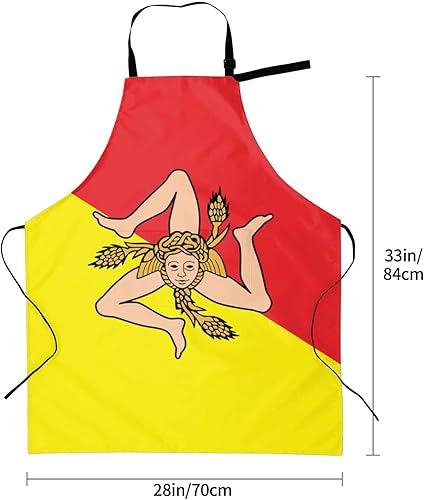 Miniatura 5 de Delantales de bandera de Sicilia para hombres y mujeres con bolsillos, delantal ajustable resistente al agua y al aceite para cocinar, cocina,