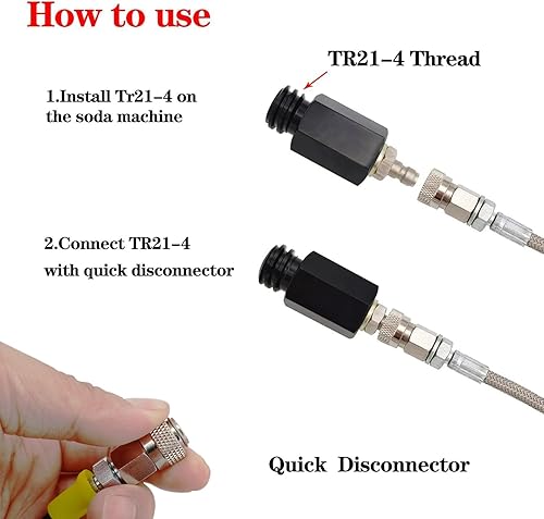 Miniatura 3 de Adaptador de CO2 mejorado para máquina de refrescos, manguera de acero inoxidable de 60 pulgadas con manómetro más grande, adaptador directo de